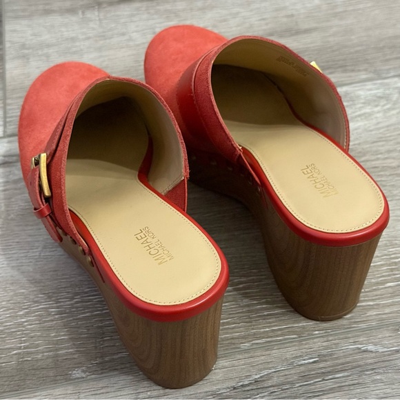 MICHAEL KORS Rye Studded Suede Platform Clogs in Tomato Red - Picture 3 of 4
